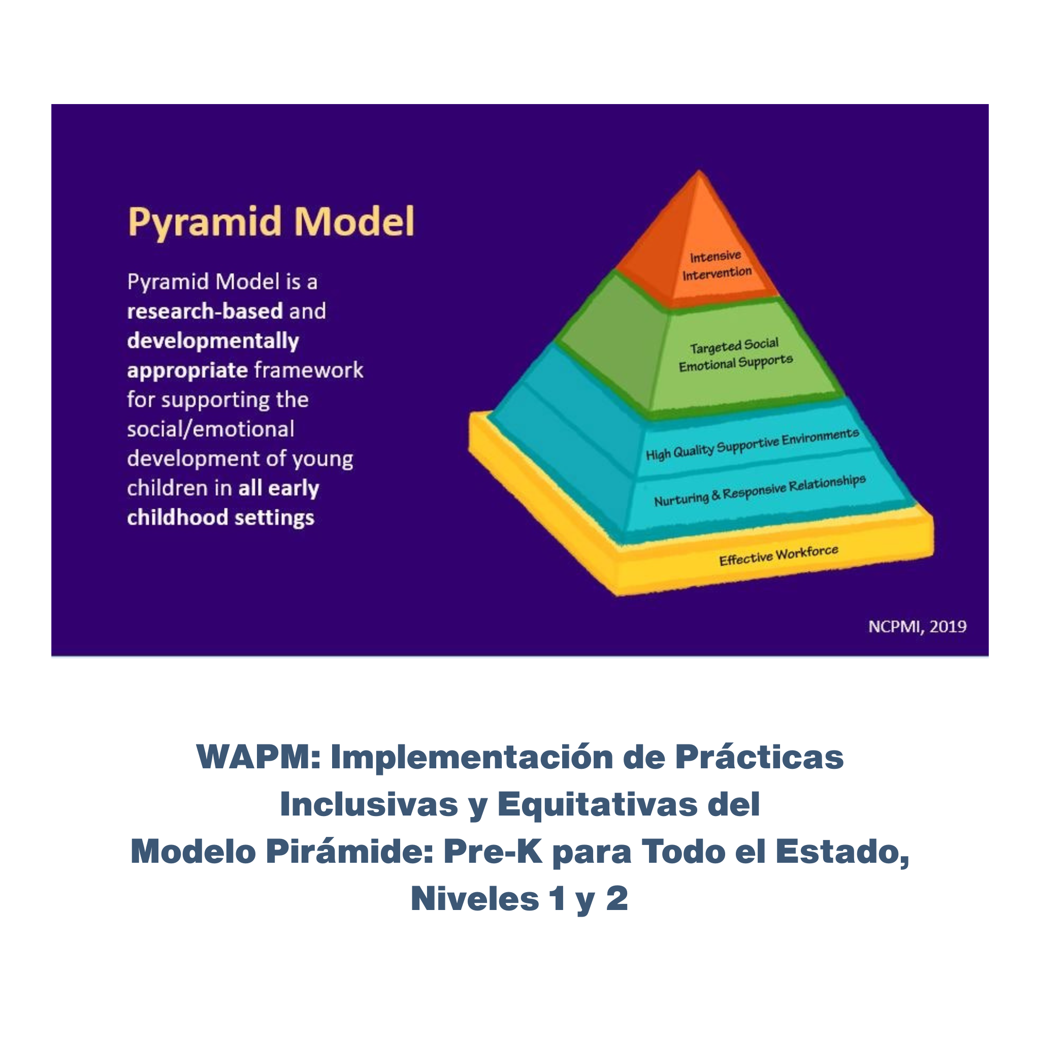 WAPM: Implementación de Prácticas Inclusivas y Equitativas del Modelo Pirámide: Pre‑K para Todo el Estado, Niveles 1 y 2 - RU# 1772