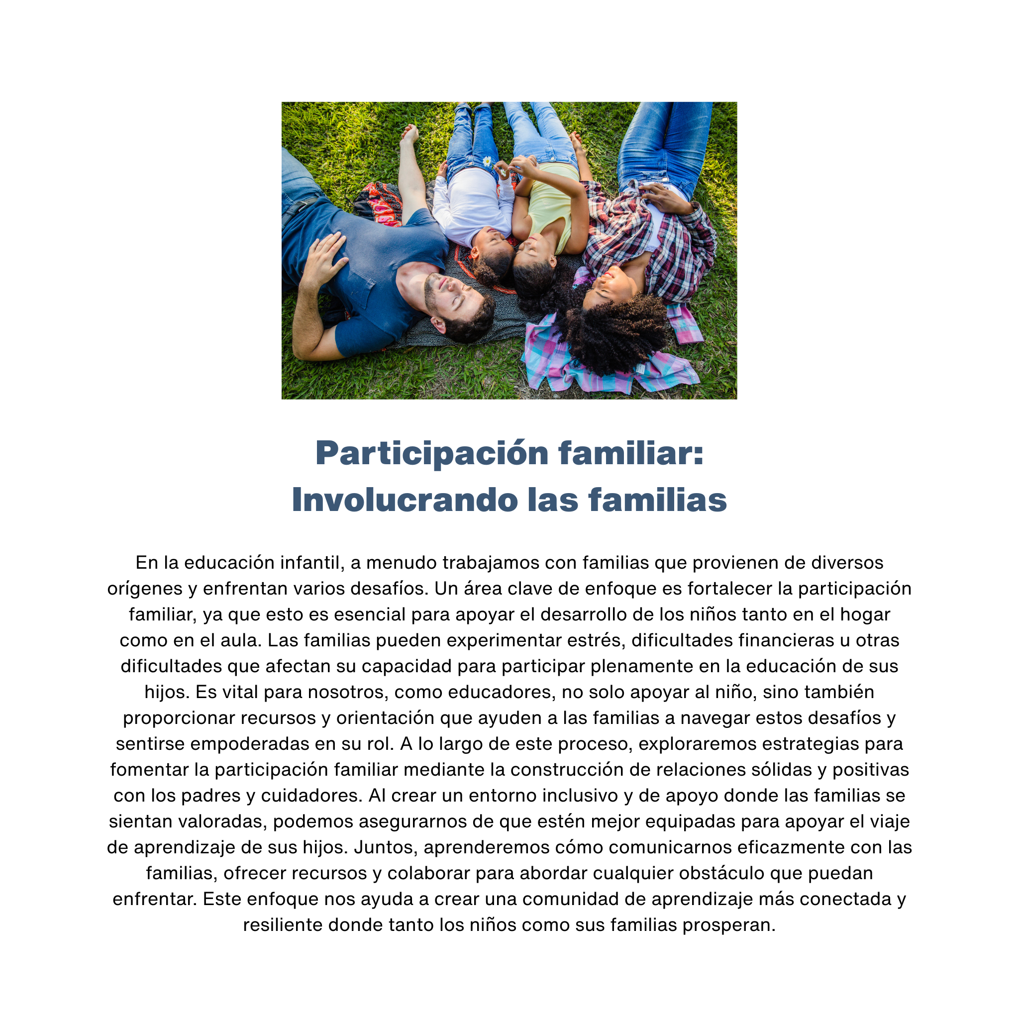 Participación familiar: Involucrando a las familias - RU# 1772